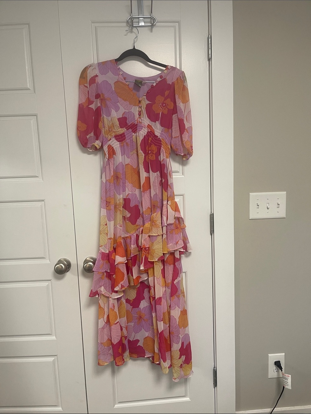 Taylor Pink & Orange Floral Tiered Maxi Dress